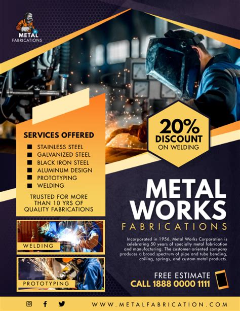 metal fabrication flyer|metal works fabrication flyer advertisement Template.